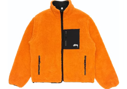 Stussy 8 Ball Sherpa Reversible Orange Jacket